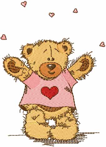 Teddy bear in love with you machine embroidery design